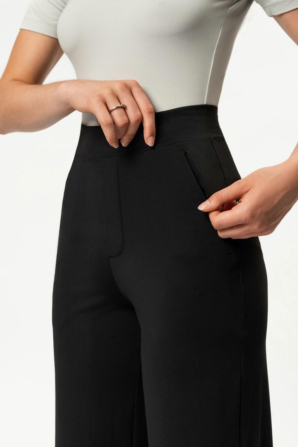 Asana Relaxed Straight Pant Black Long 32"