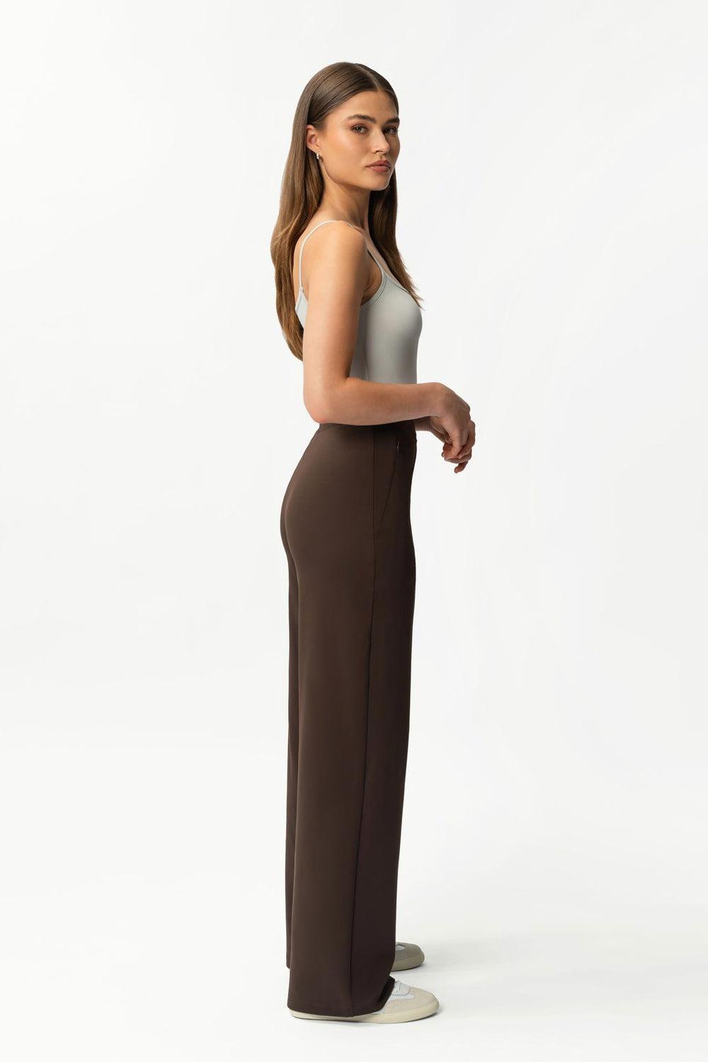 Asana Relaxed Straight Pant Dark Brown Long 32"