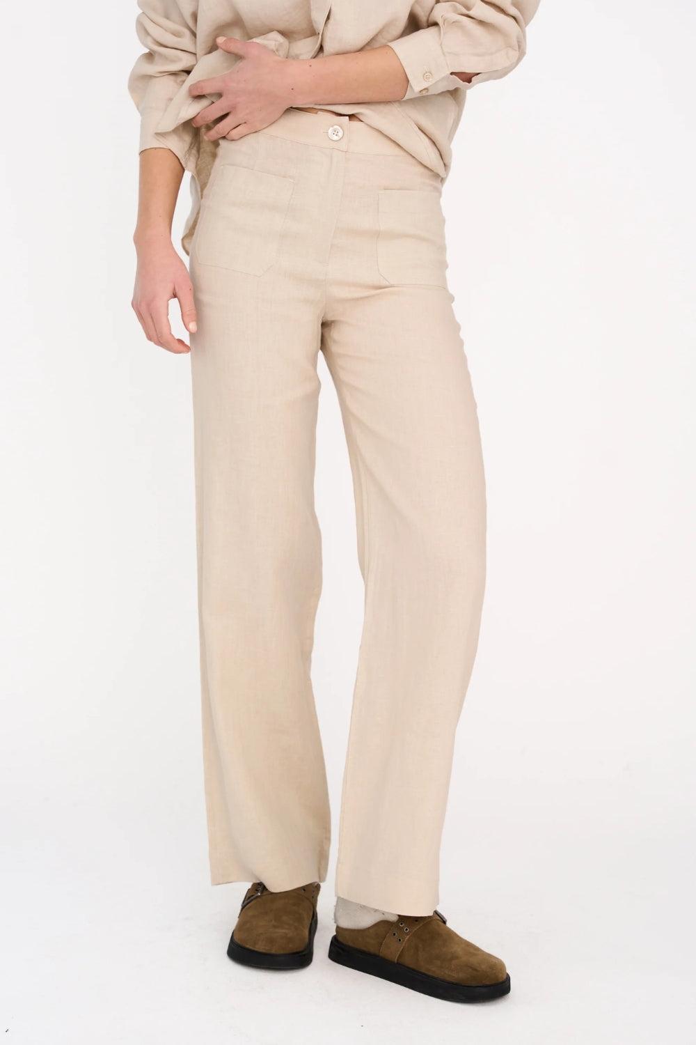 Augusta 70`s Linen Pant Stone Beige