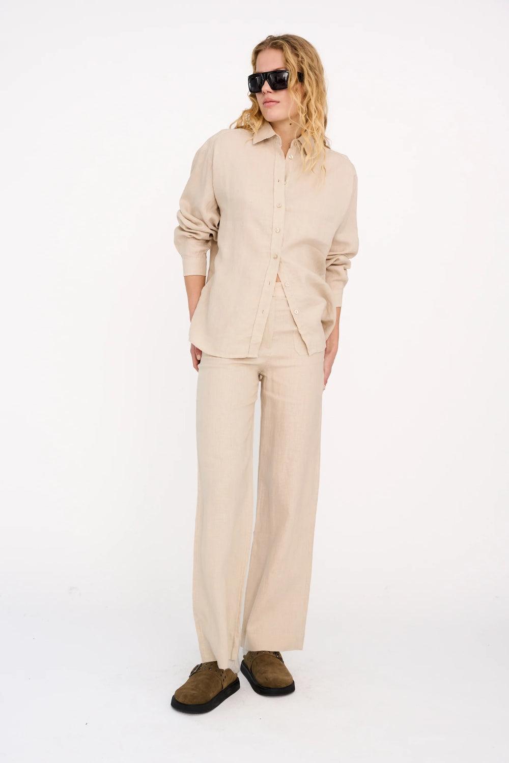 Augusta 70`s Linen Pant Stone Beige