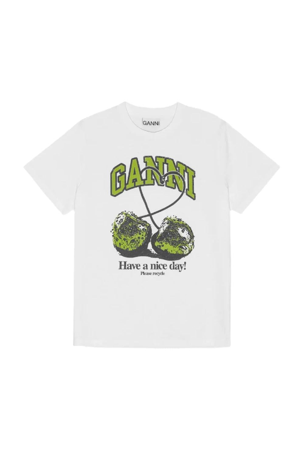 Basic Jersey Cherry Relaxed T-shirt Bright White Green