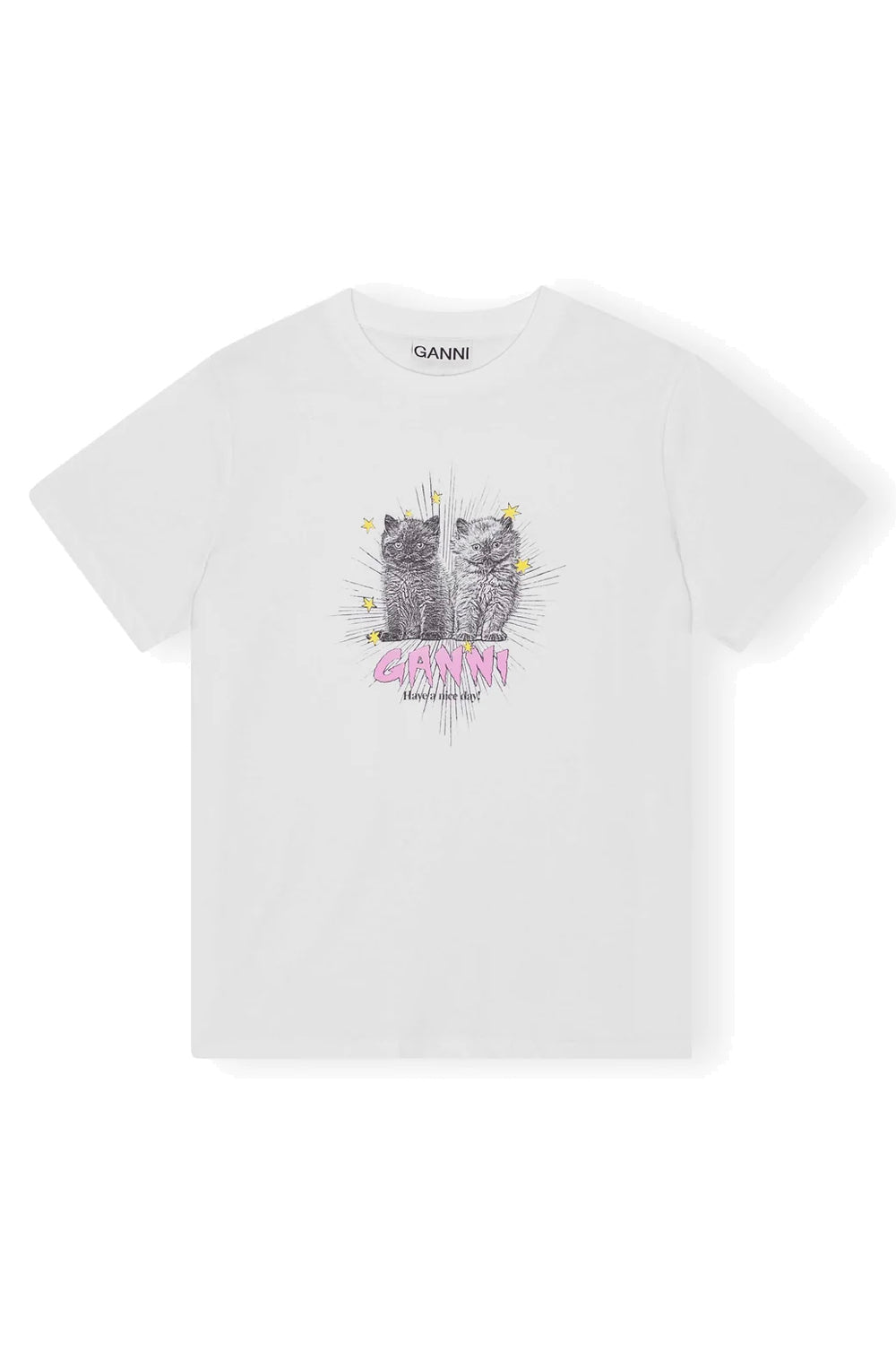 Basic Jersey Kittens Relaxed T-shirt Bright White