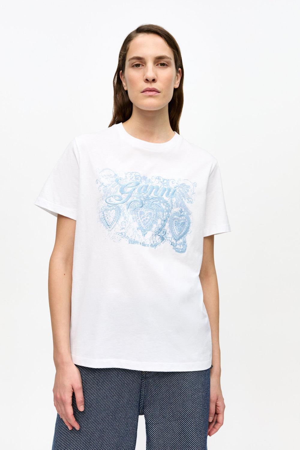 Basic Jersey Tattoo Lace Relaxed T-shirt Bright White