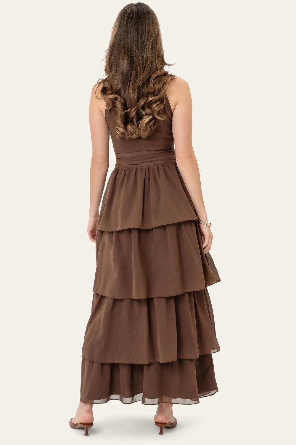 BelleIC Long Dress Dark Brown