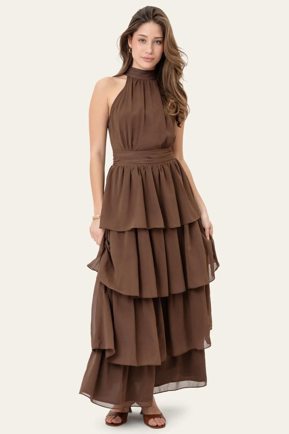 BelleIC Long Dress Dark Brown