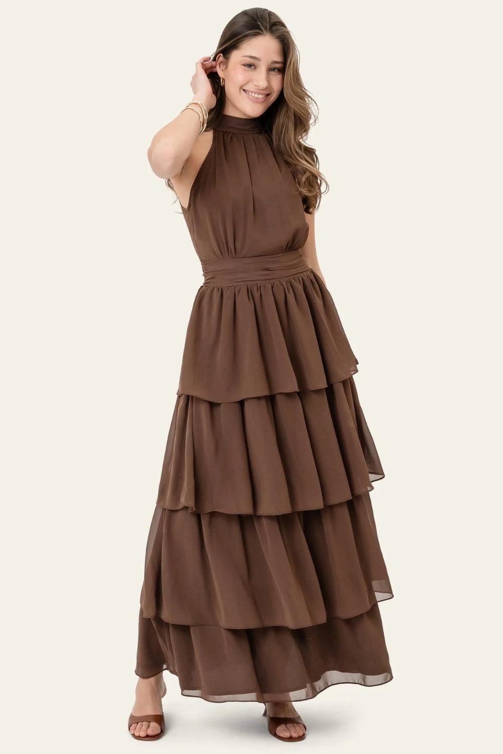 BelleIC Long Dress Dark Brown