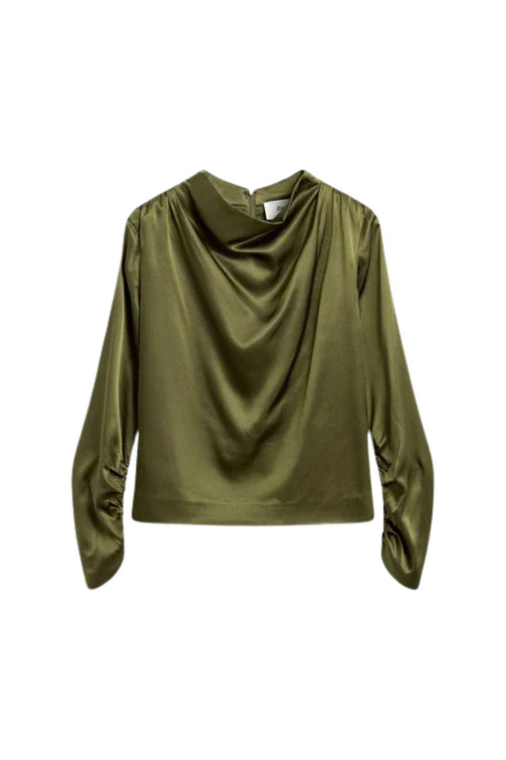 Beverly Satin Top Moss Green
