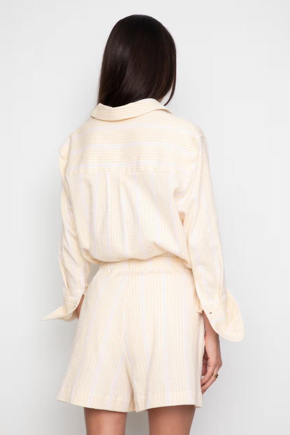Bibi Crepe Shirt Light Yellow Stripe