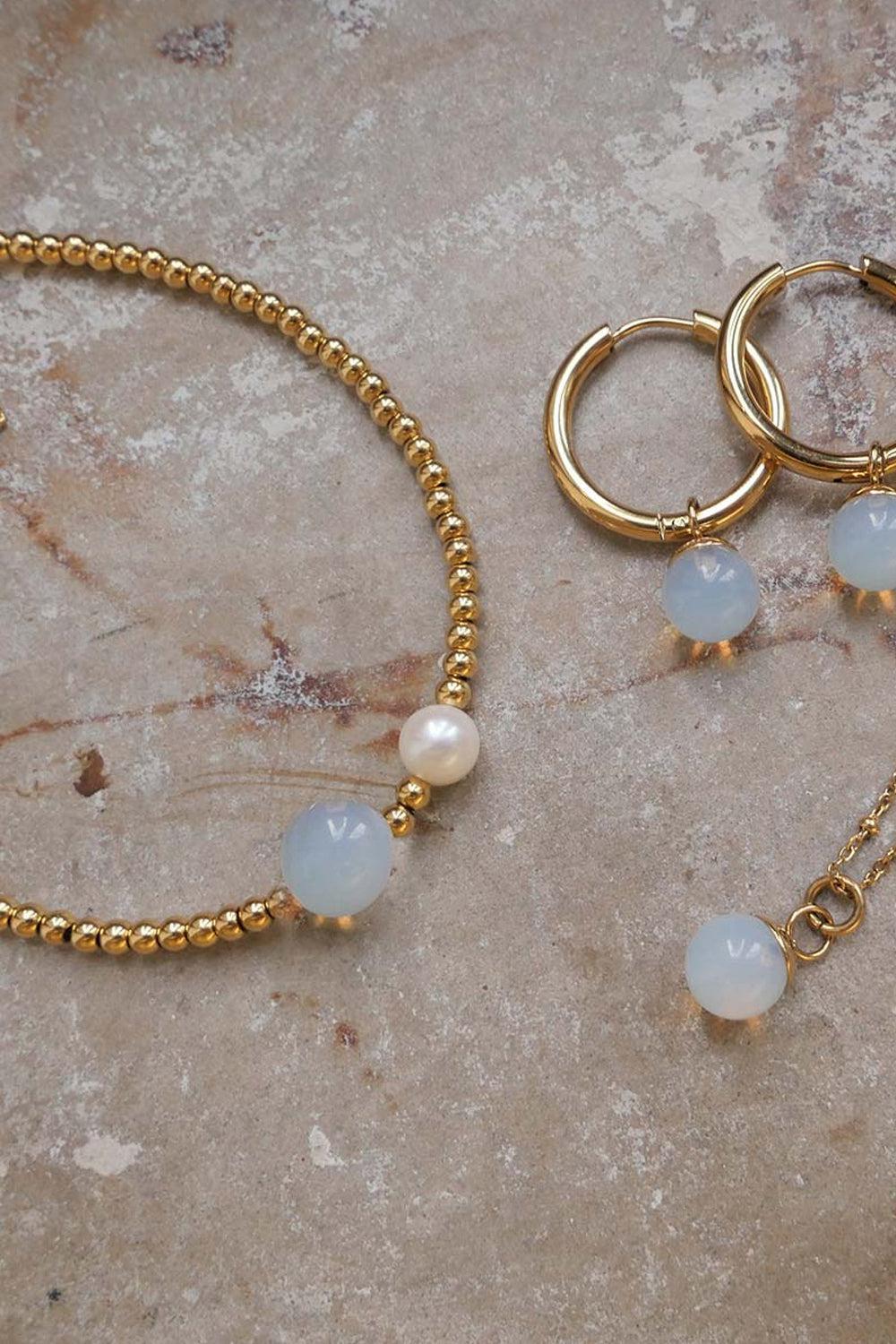 Bracelet Gold Moonstone & Pearl