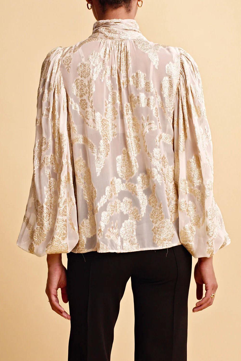 Brocade Georgette Blouse Offwhite