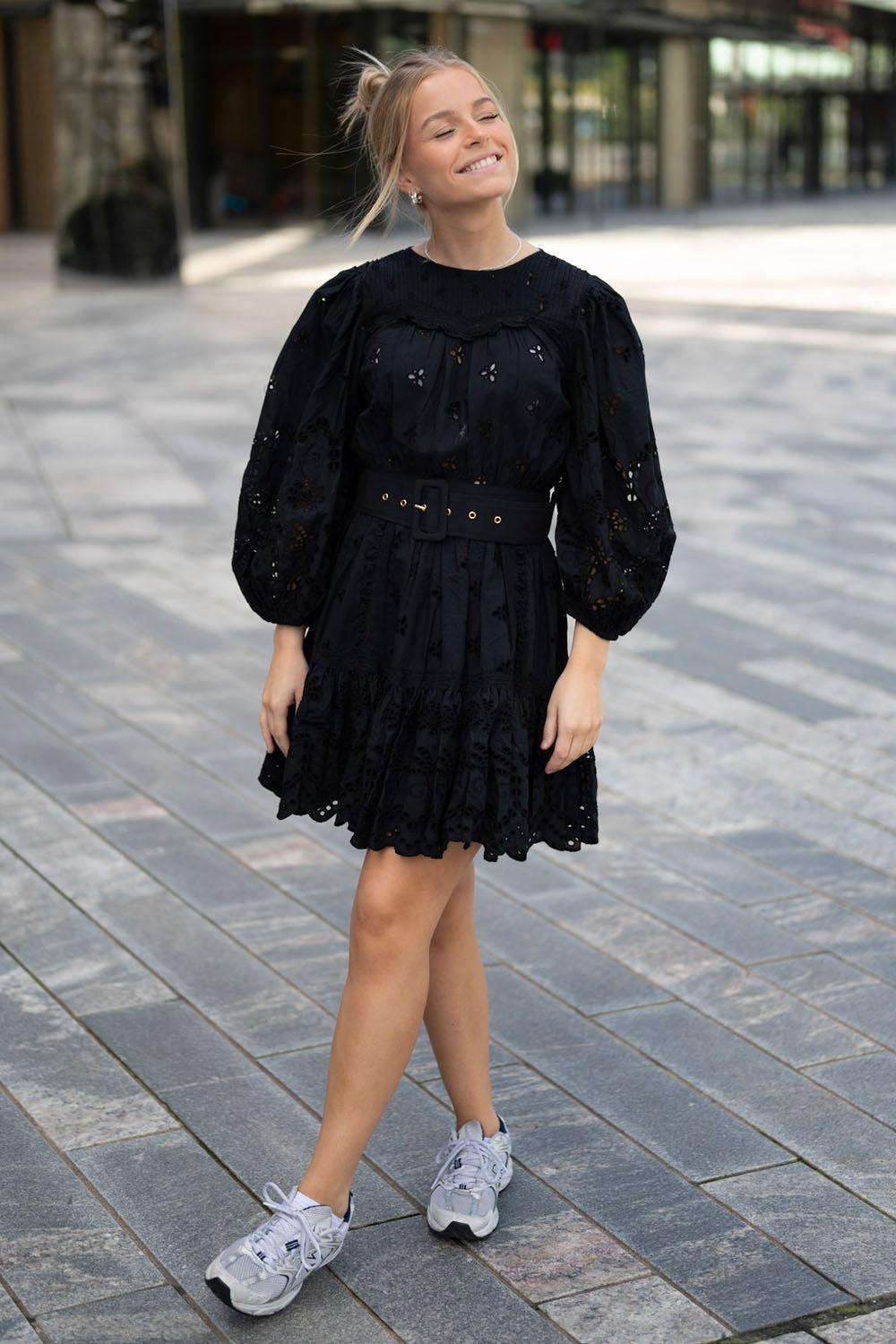 Broderie Anglaise Mini dress Black
