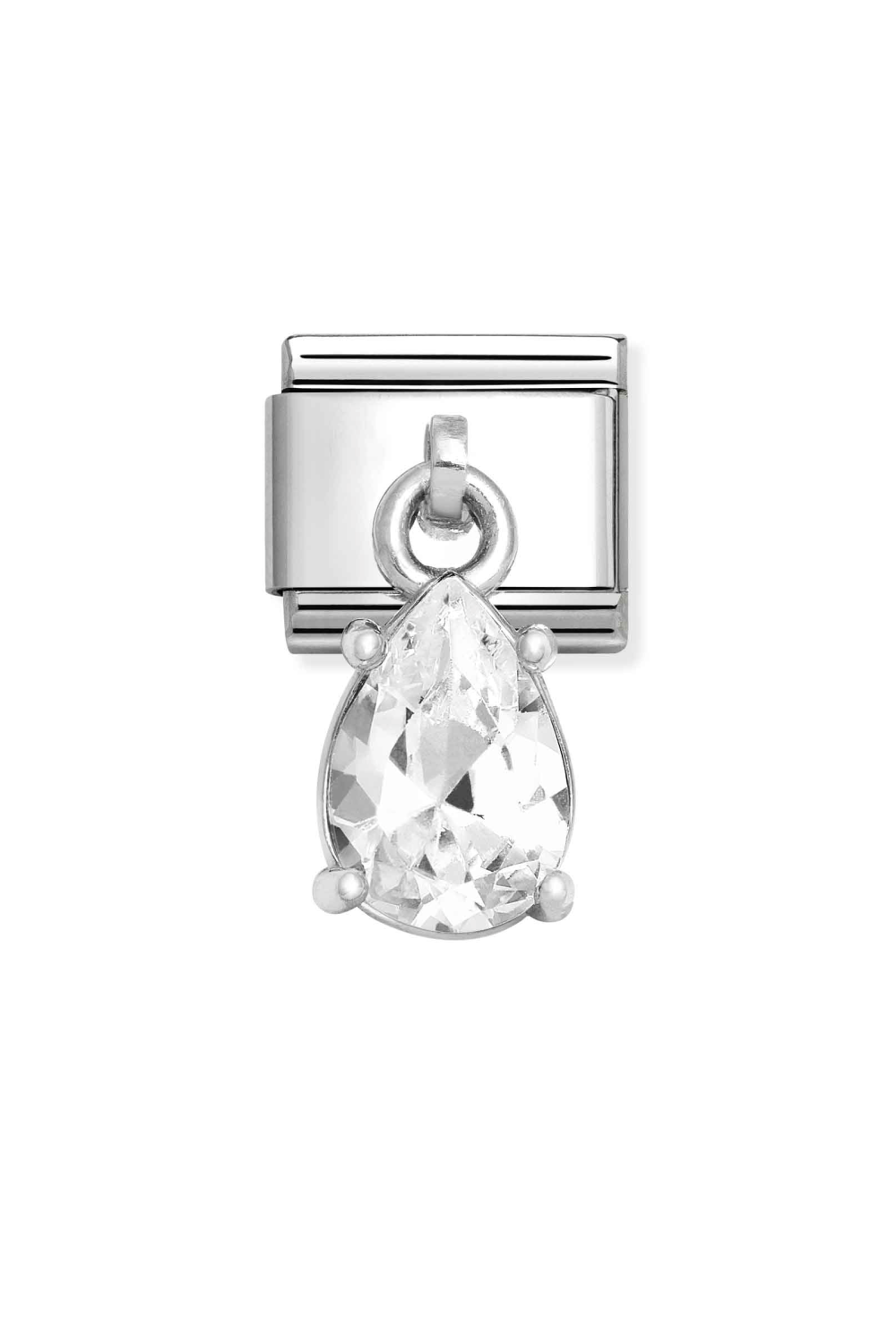 CHARMS 925 Sterling Silver and CZ Drop Pear Cut CZ