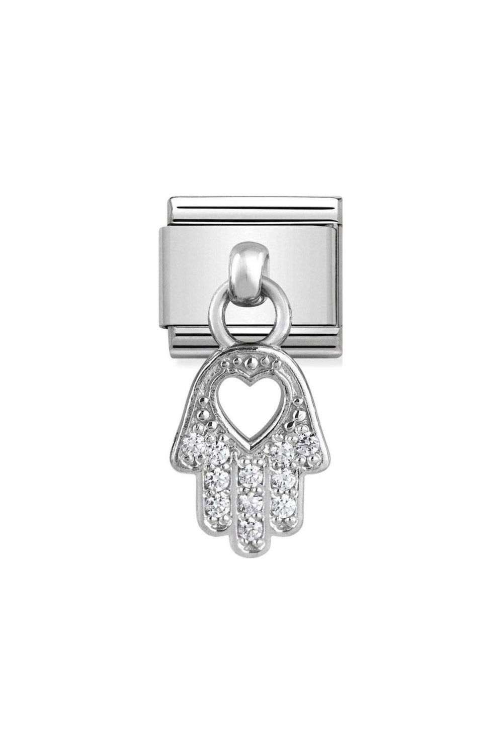 CHARMS 925 Sterling Silver and CZ Hand of Fatima with CZ