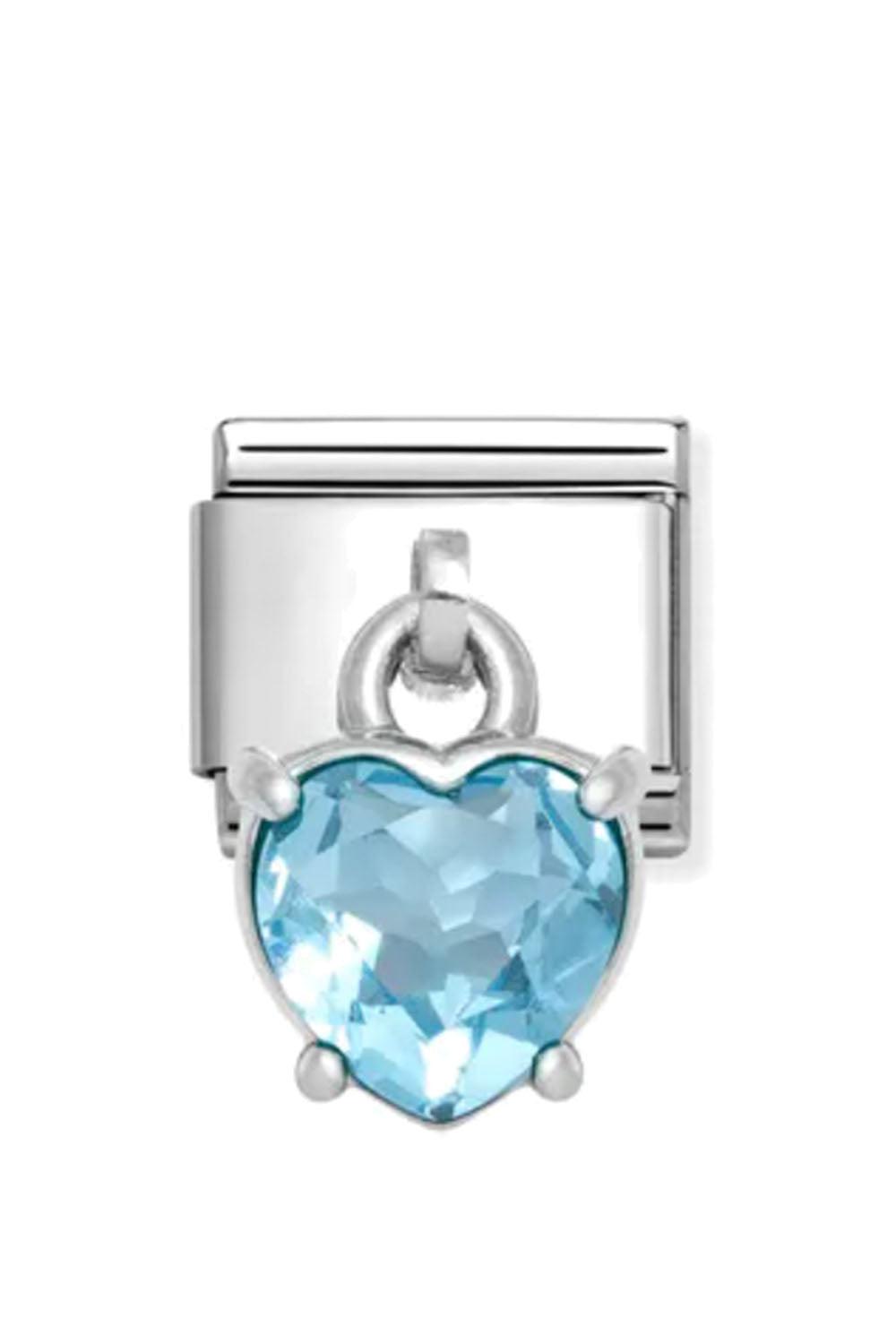 CHARMS 925 Sterling Silver and CZ Heart Cut Light Blue CZ