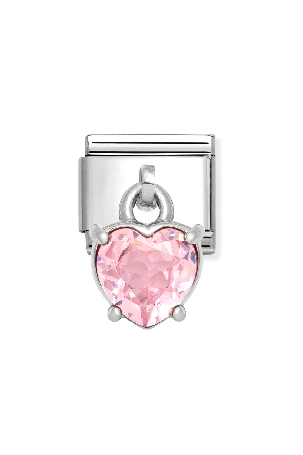 CHARMS 925 Sterling Silver and CZ Heart Cut Pink CZ