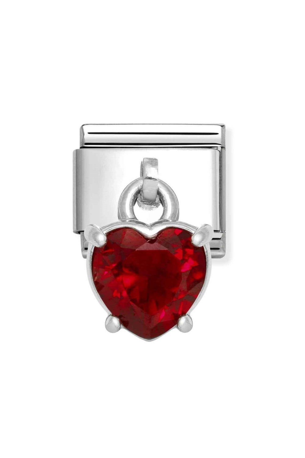 CHARMS 925 Sterling Silver and CZ Heart Cut Red CZ