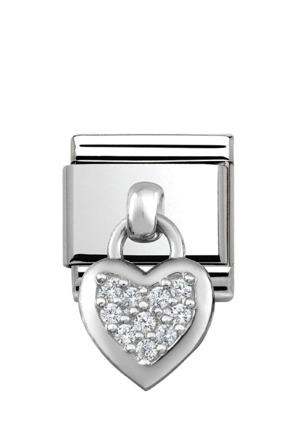 CHARMS 925 Sterling Silver and CZ Heart with CZ