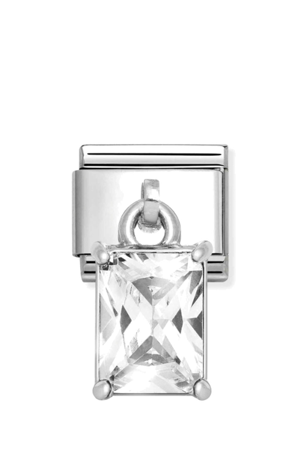 CHARMS 925 Sterling Silver and CZ Rectangular Baguette Cut CZ
