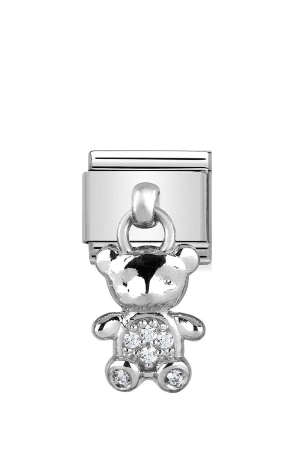 CHARMS 925 Sterling Silver and CZ Teddy bear with CZ