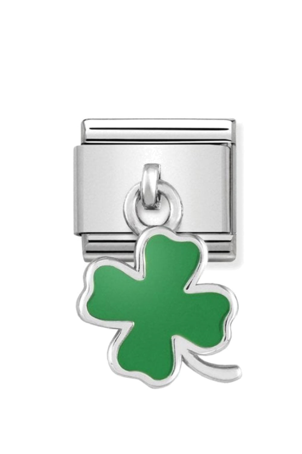 CHARMS 925 Sterling Silver and enamel Green Four-Leaf Clover