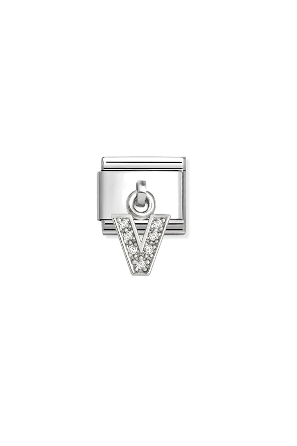 CHARMS Letter cz & 925 Sterling Silver V