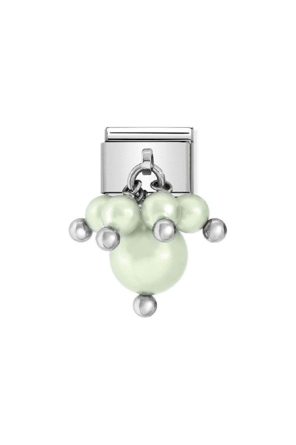 CRYSTAL PEARL 925 Sterling Silver and synthetic Pearl Light Green Pastel