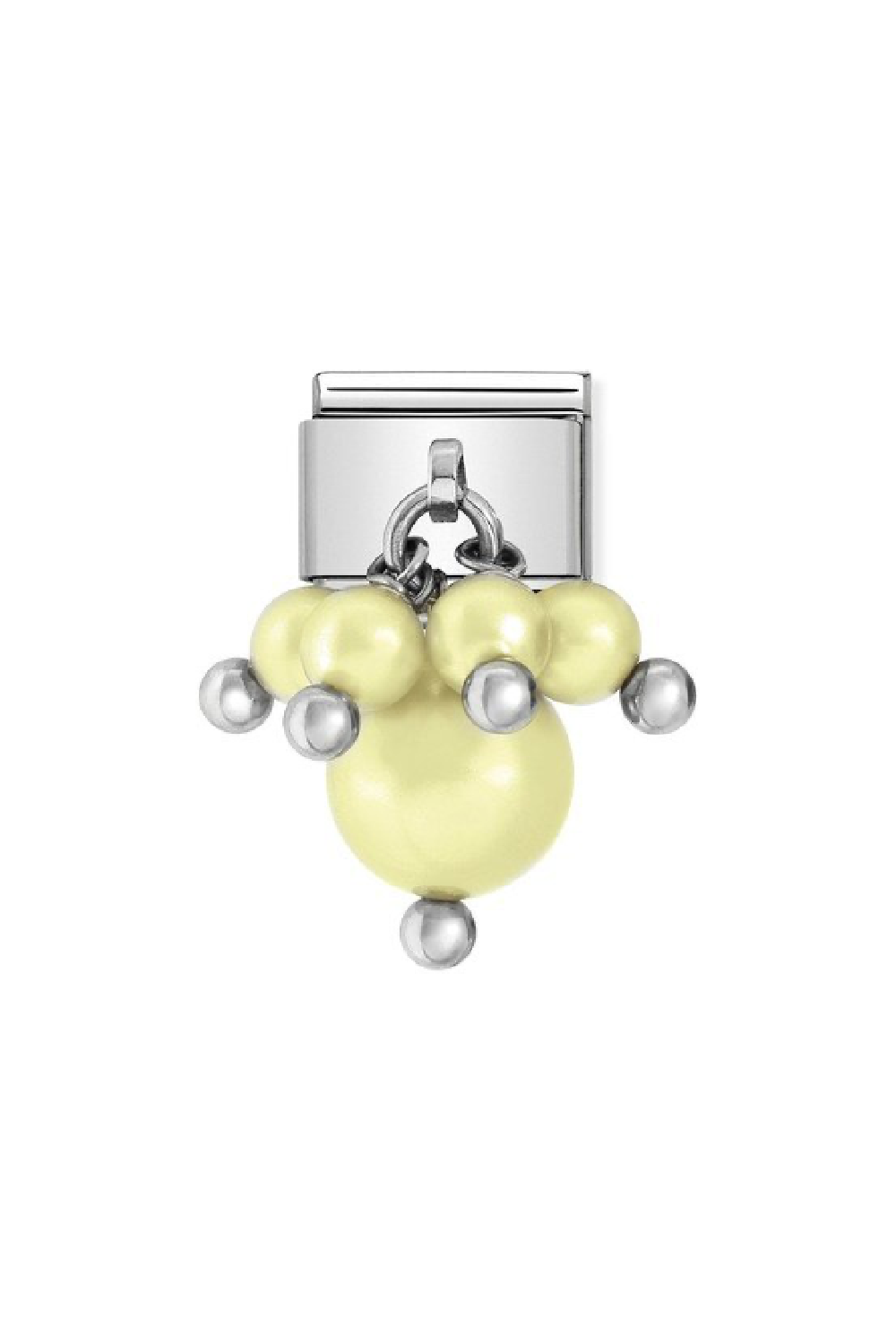 CRYSTAL PEARL 925 Sterling Silver and synthetic Pearl Light Yellow Pastel
