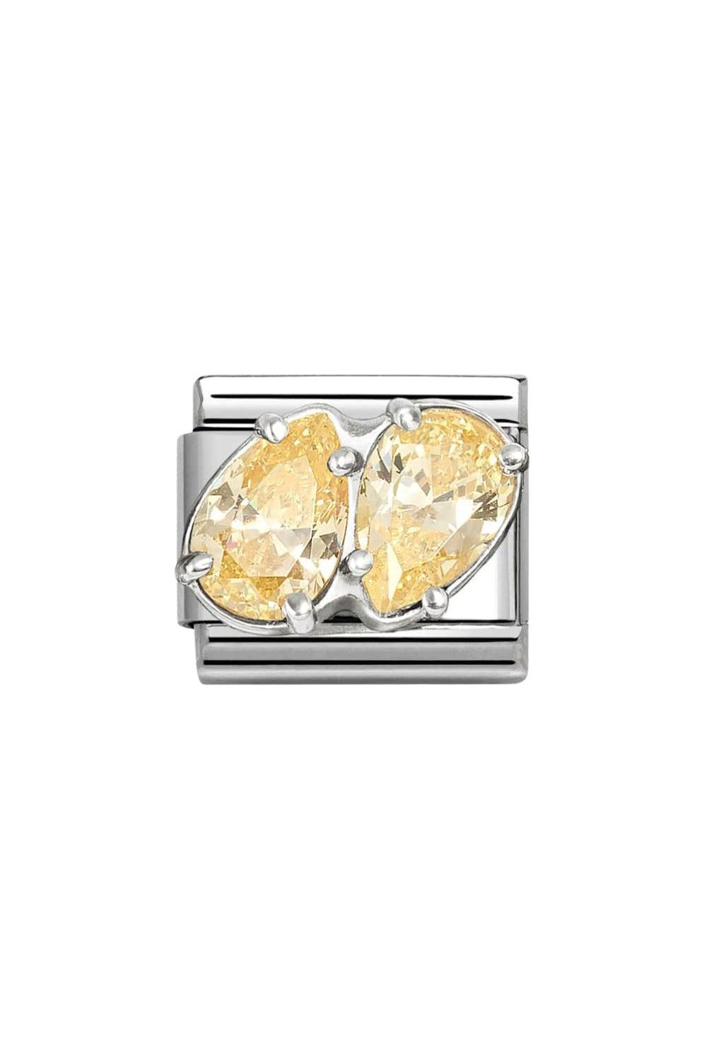 CZ And 925 Sterling Silver Yellow Double Drops