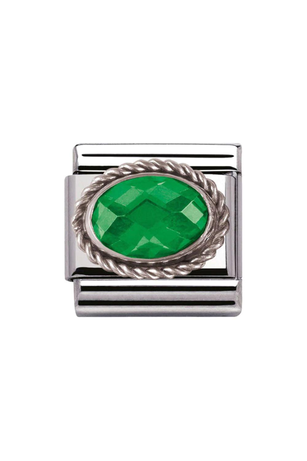 CZ faceted with 925 sterling silver setting and CZ Green