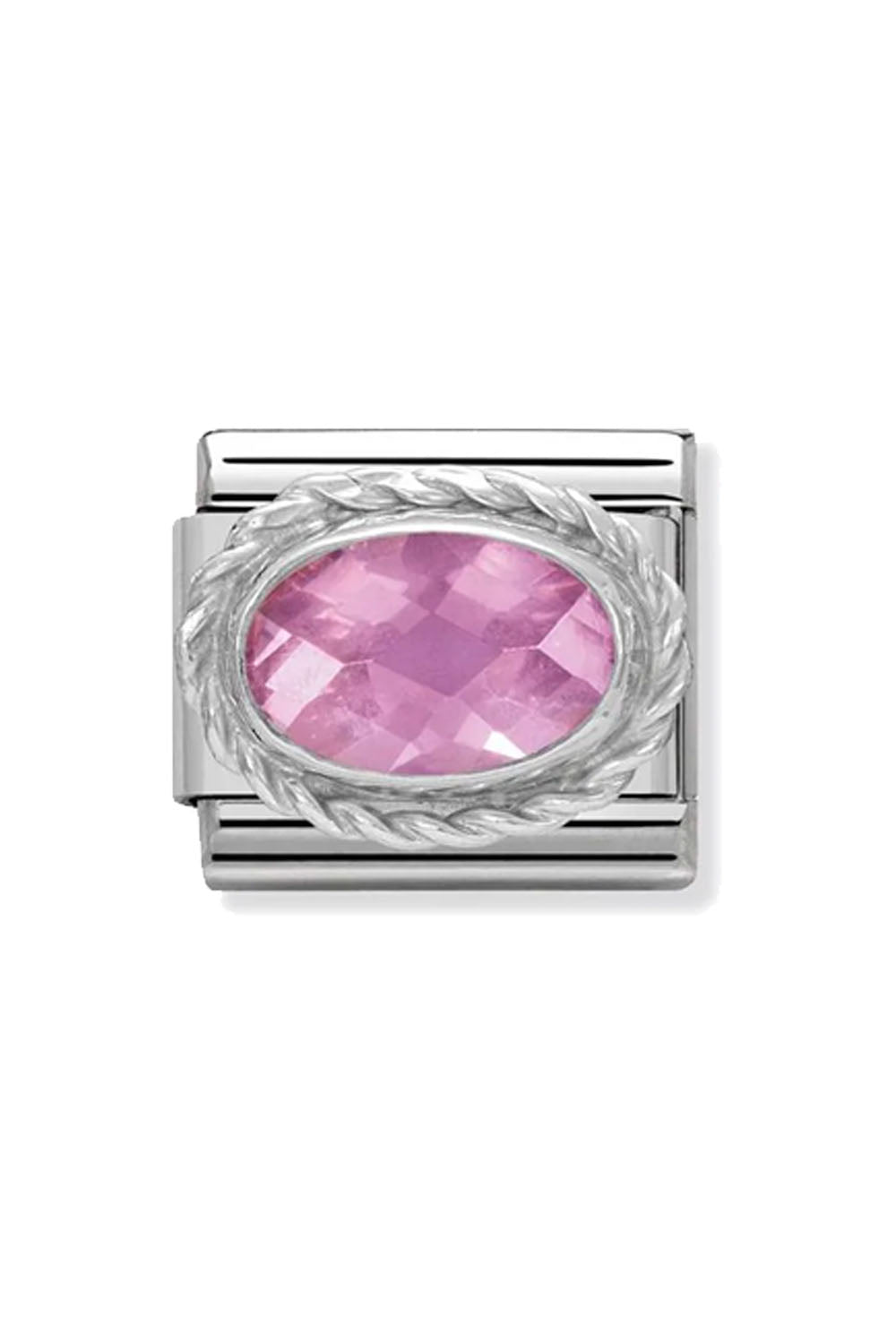 CZ faceted with 925 sterling silver setting and CZ Pink
