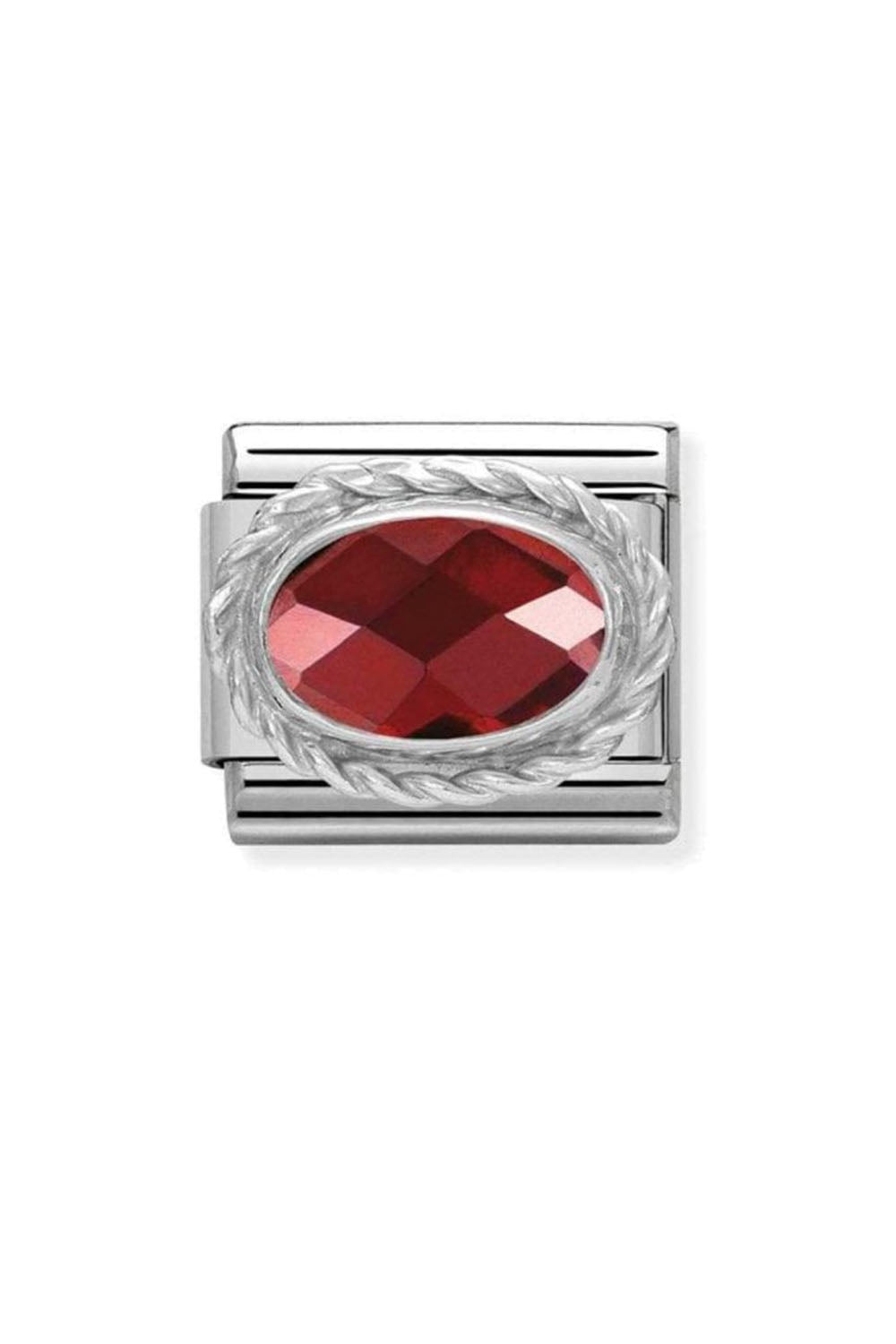 CZ faceted with 925 sterling silver setting and CZ Red