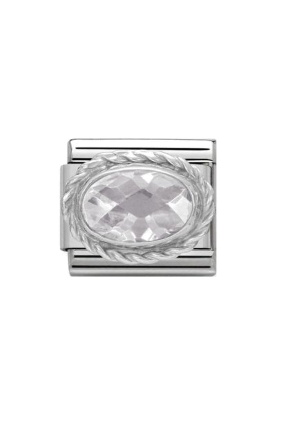 CZ faceted with 925 sterling silver setting and CZ White