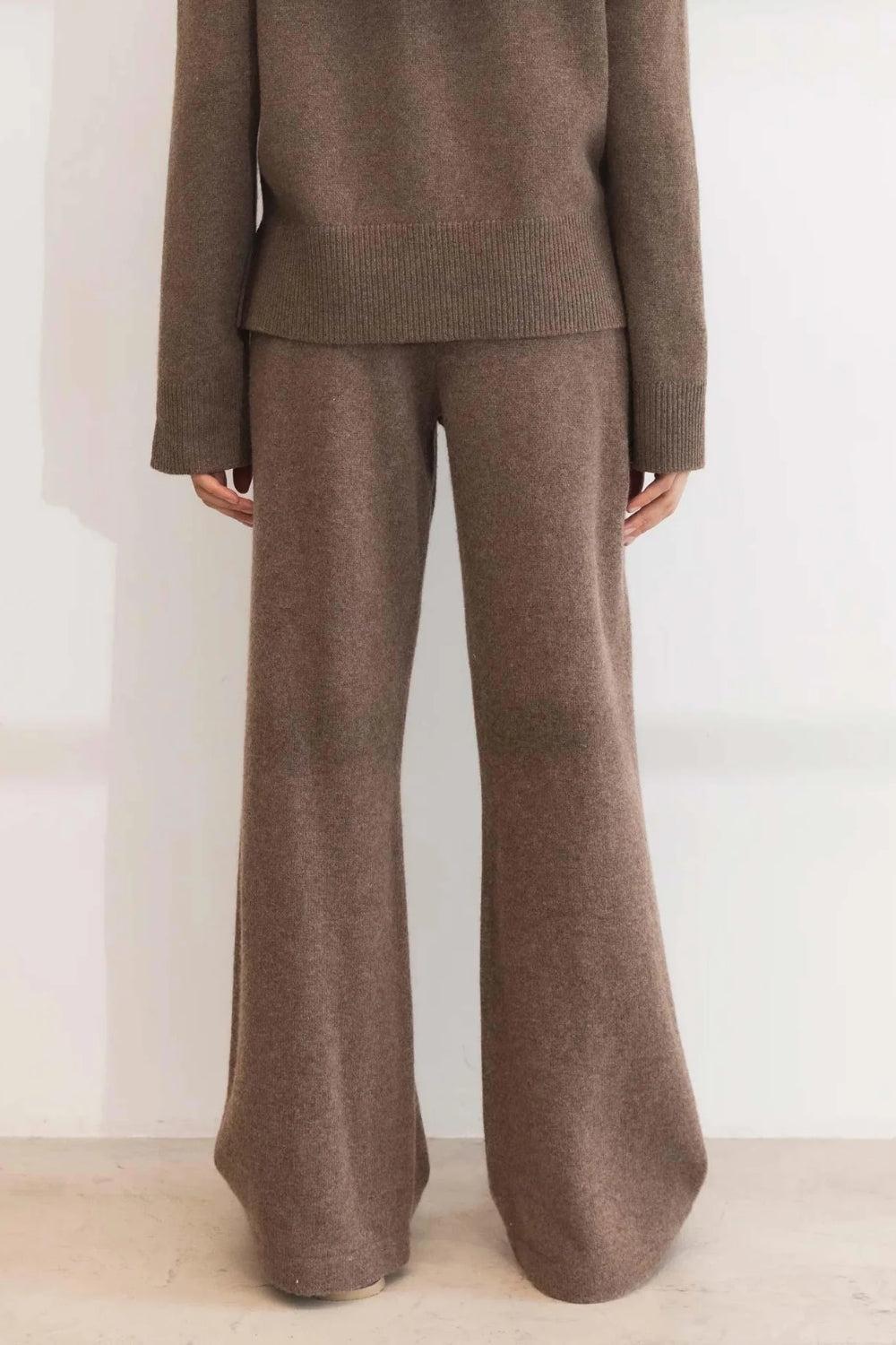 Camilla Pihl Talia Knit Trouser Dark Taupe Melange