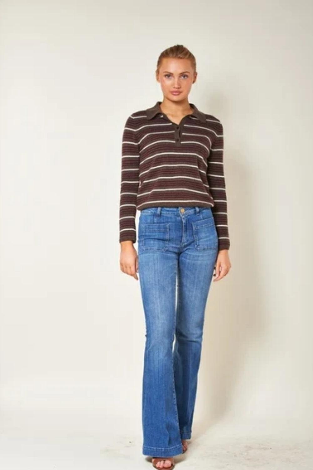 Cassie Stripe DK Brown Combo