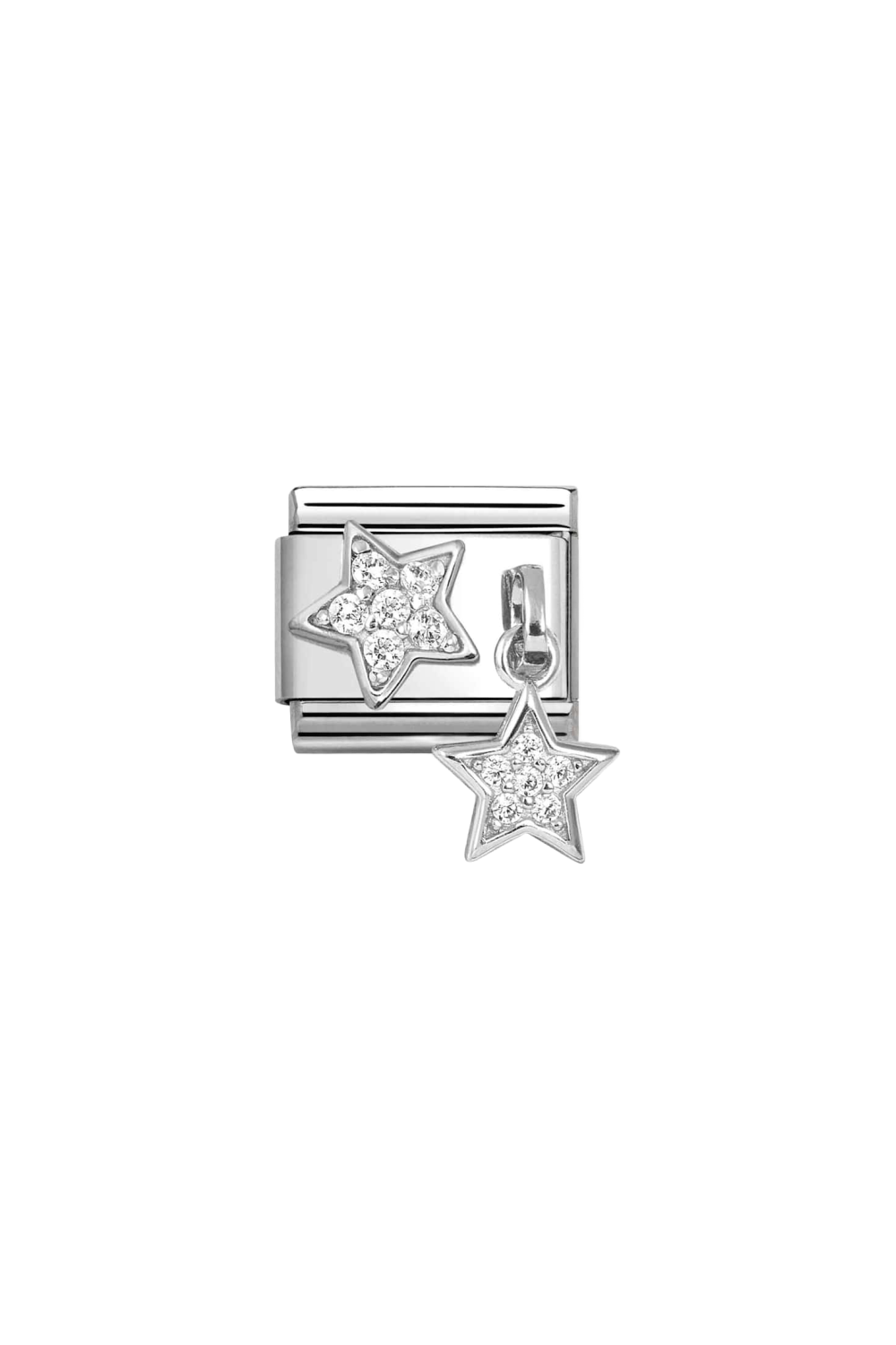 Charms 925 Sterling Silver and CZ Pave Star and Star