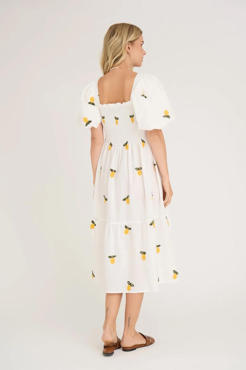 Cheri fruit dress White/yellow