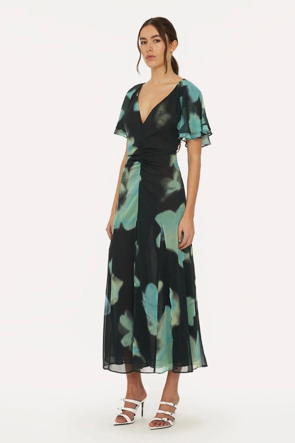 Chiffon Flowy Maxi Dress Giant Optic Buttercup & Tap Shoe Comb.