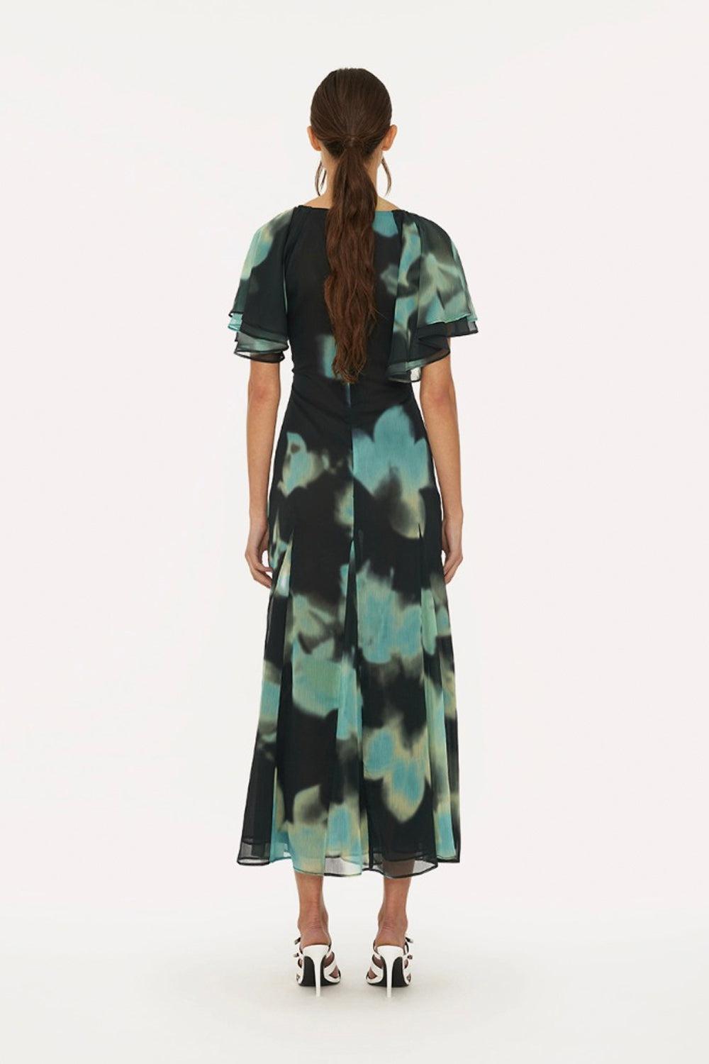 Chiffon Flowy Maxi Dress Giant Optic Buttercup & Tap Shoe Comb.