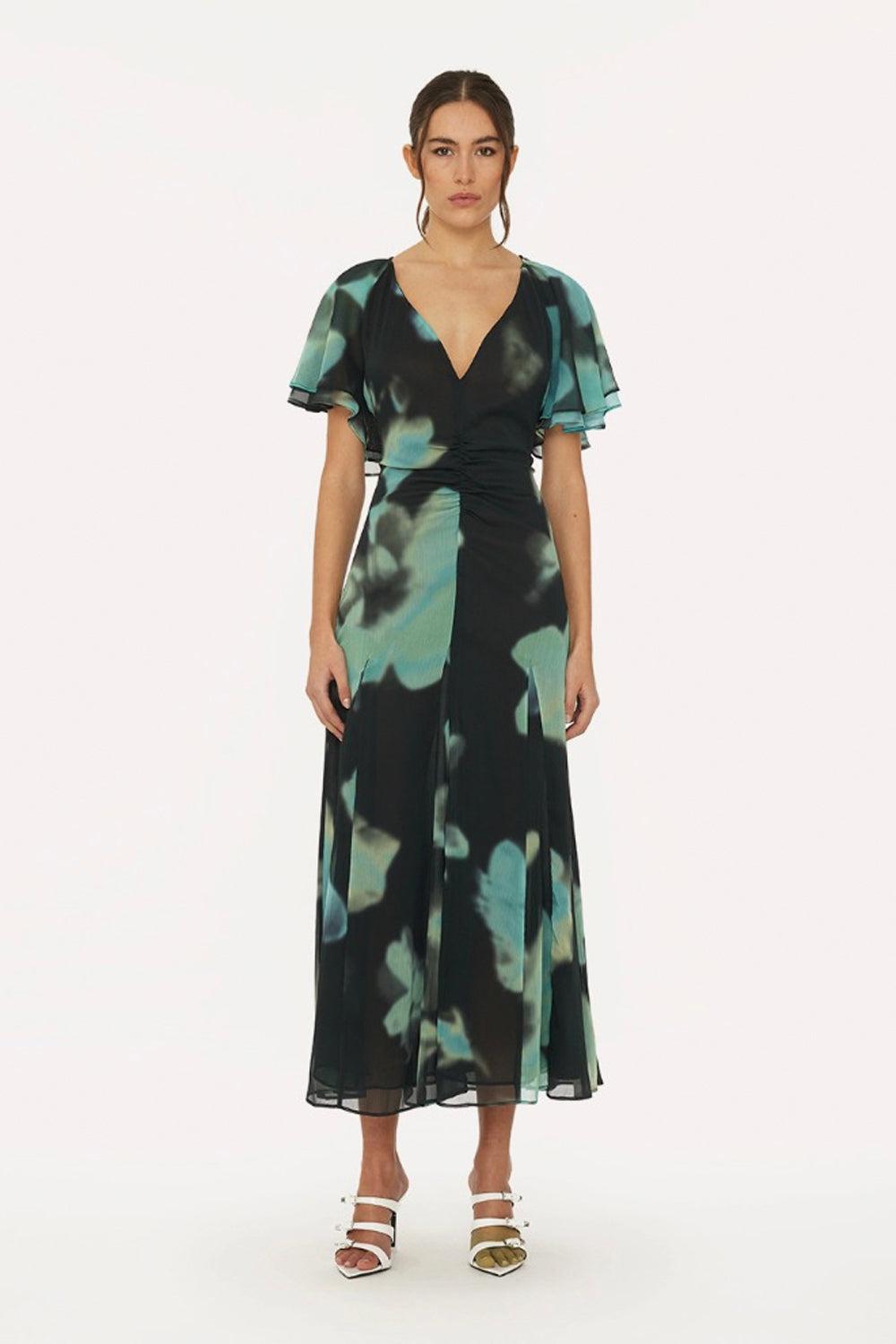 Chiffon Flowy Maxi Dress Giant Optic Buttercup & Tap Shoe Comb.