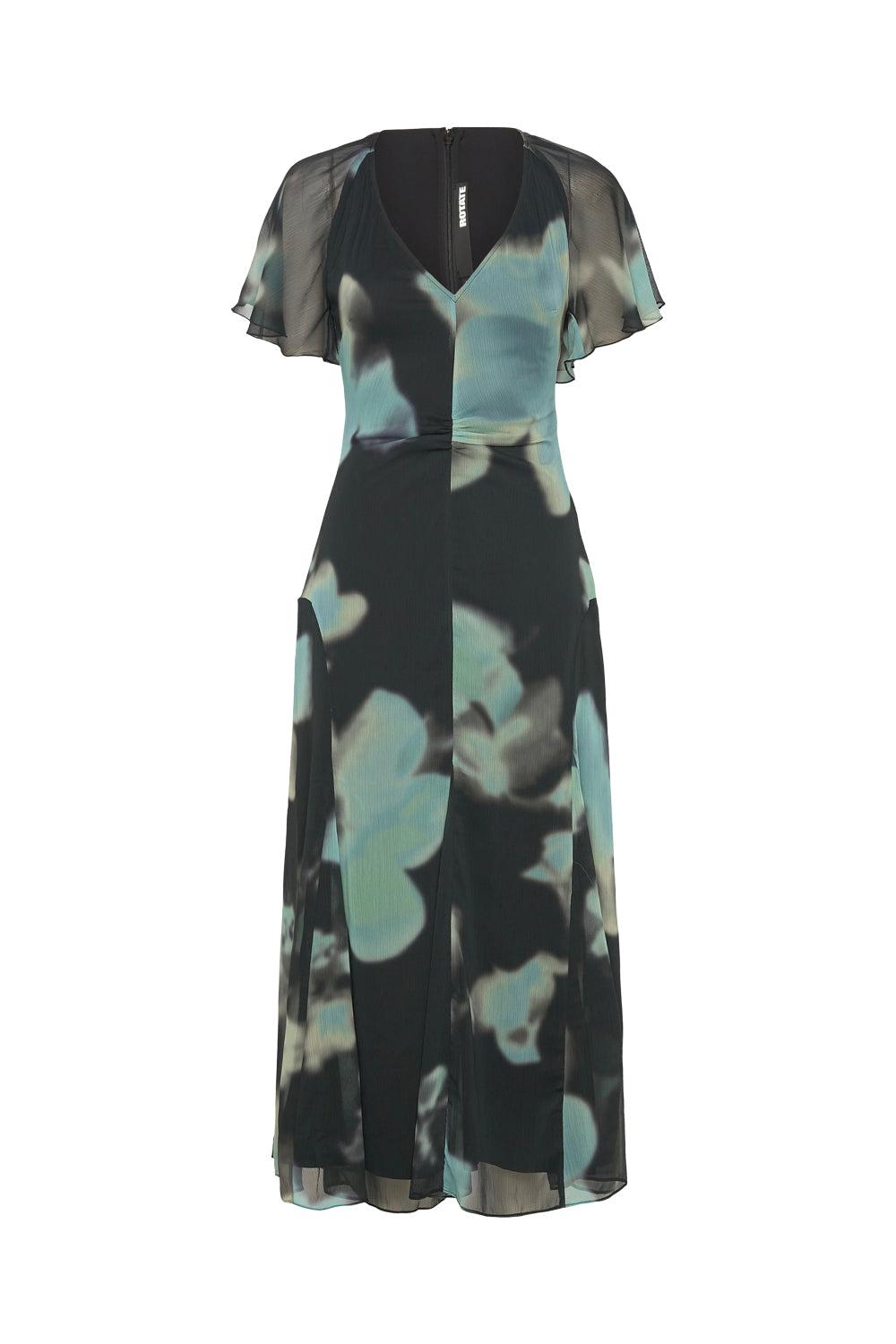 Chiffon Flowy Maxi Dress Giant Optic Buttercup & Tap Shoe Comb.