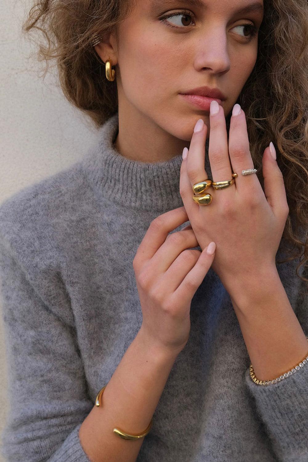 Chunky Drop Ring Silver