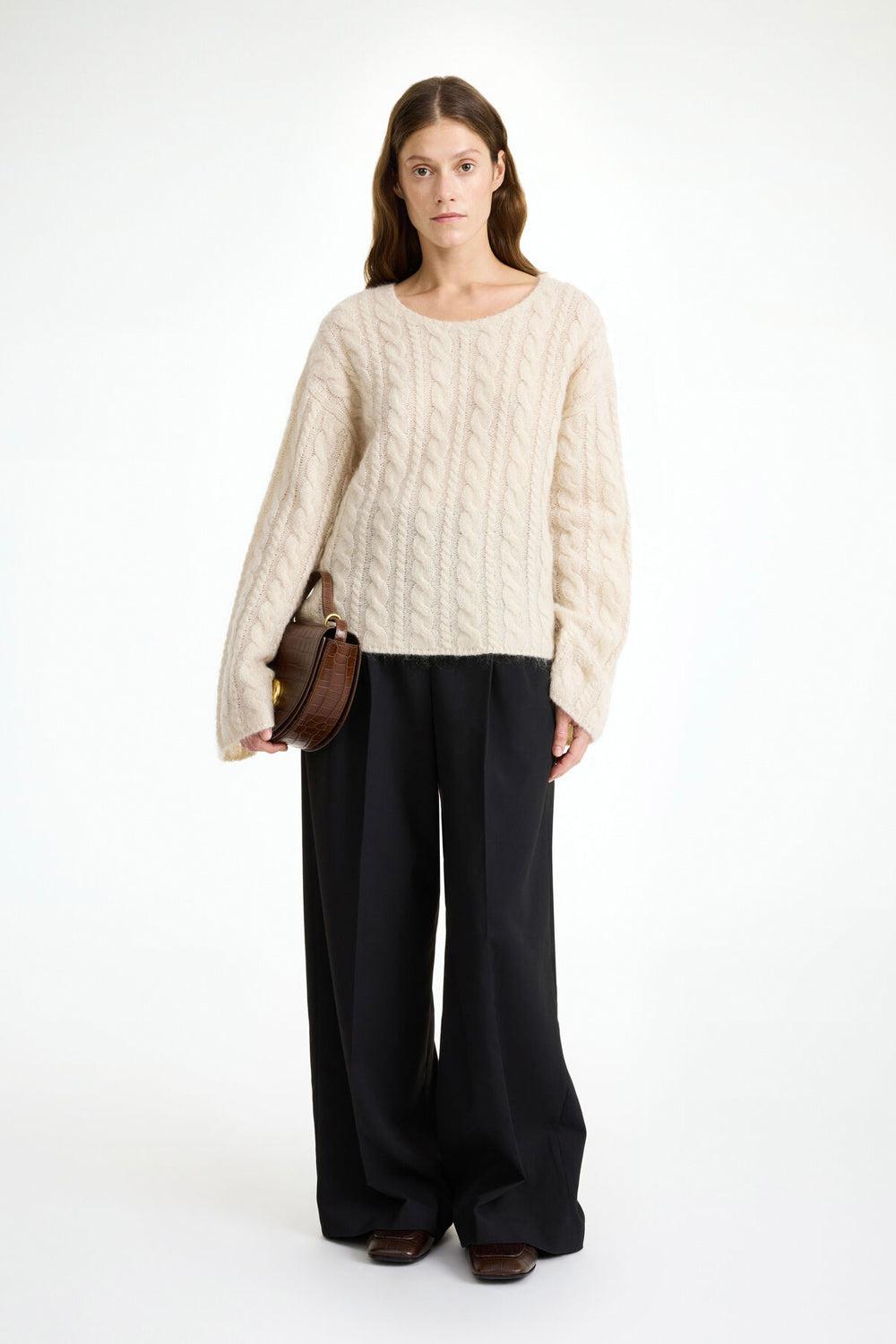 Cierra Cable-knit Sweater Oyster Gray