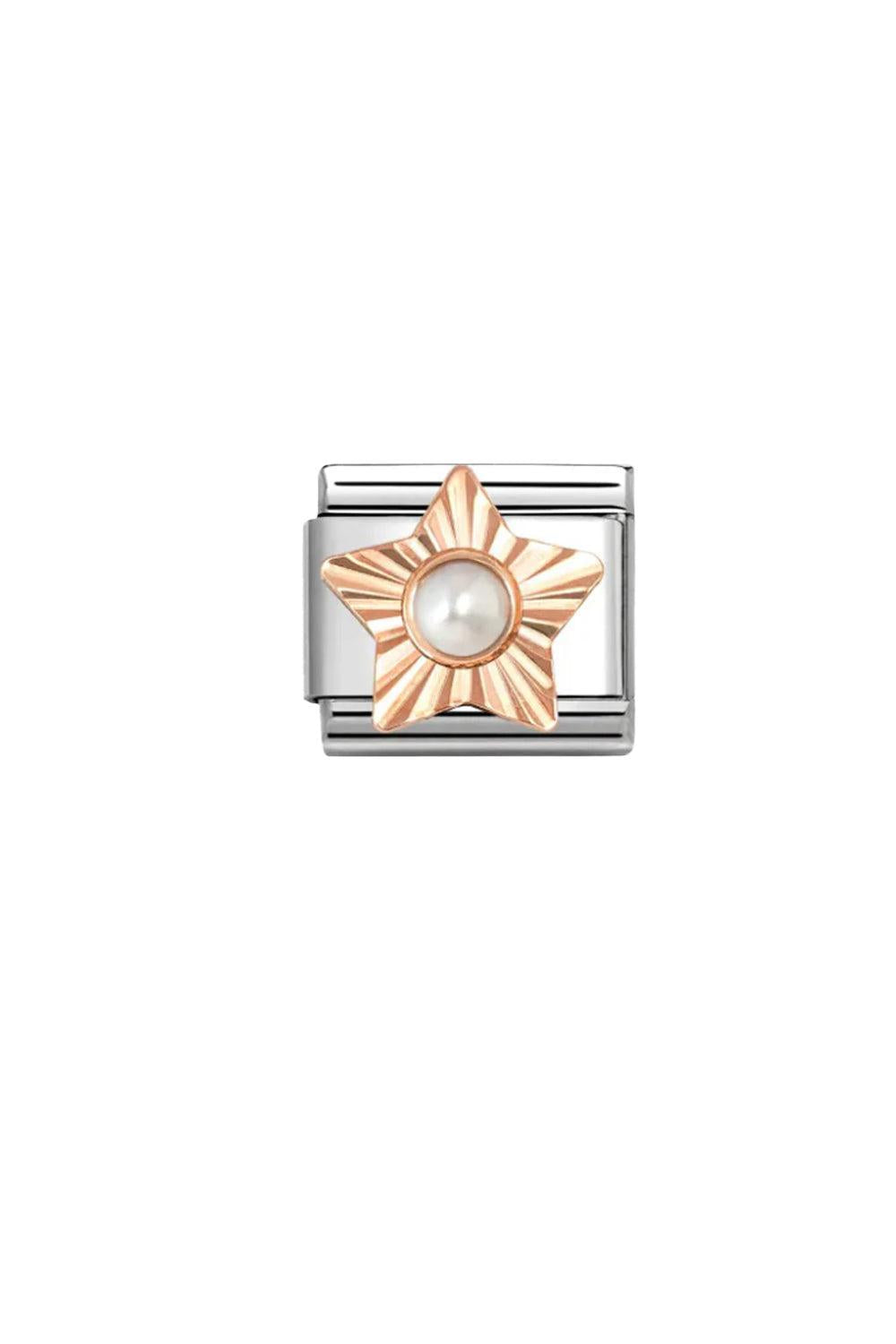 Classic Diamond Star 9k Rose gold White Pearl