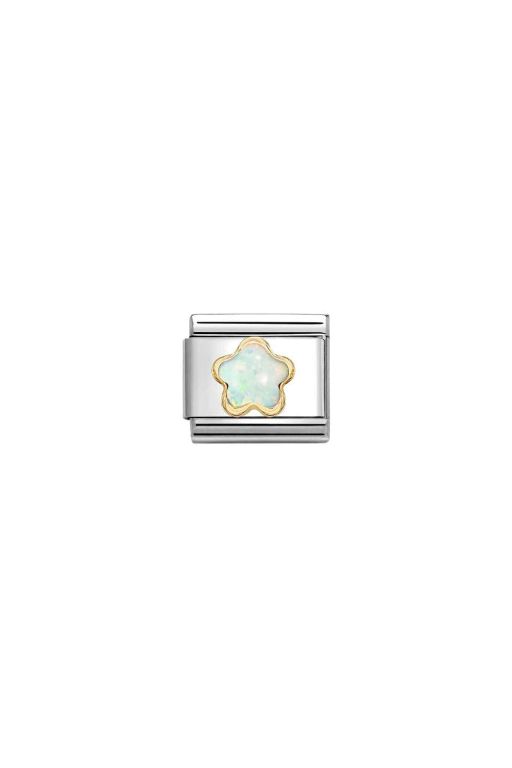 Classic Flower Stones 18k Gold White Opal