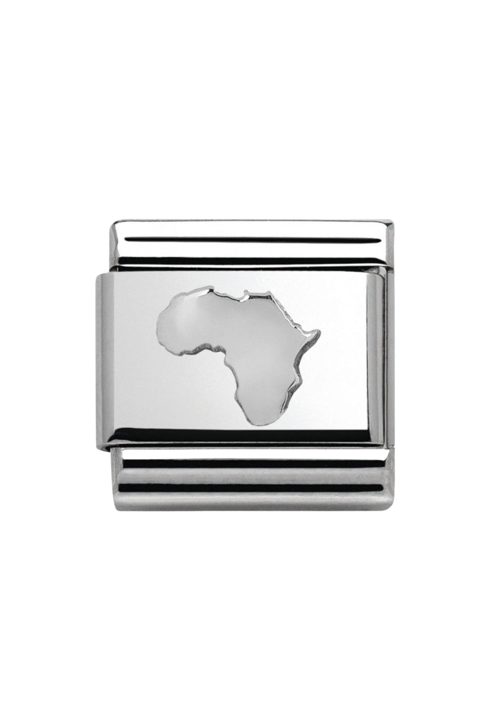 Classic Geographic Steel & 925 Sterling Silver Africa Map
