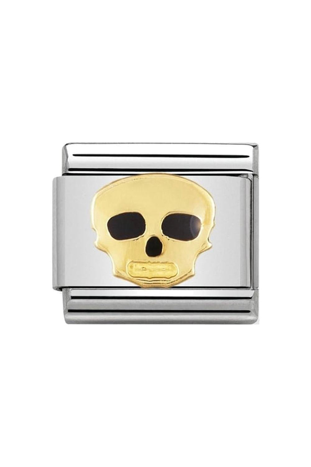 Classic Halloween stainless steel with enamel & 18k gold Skull