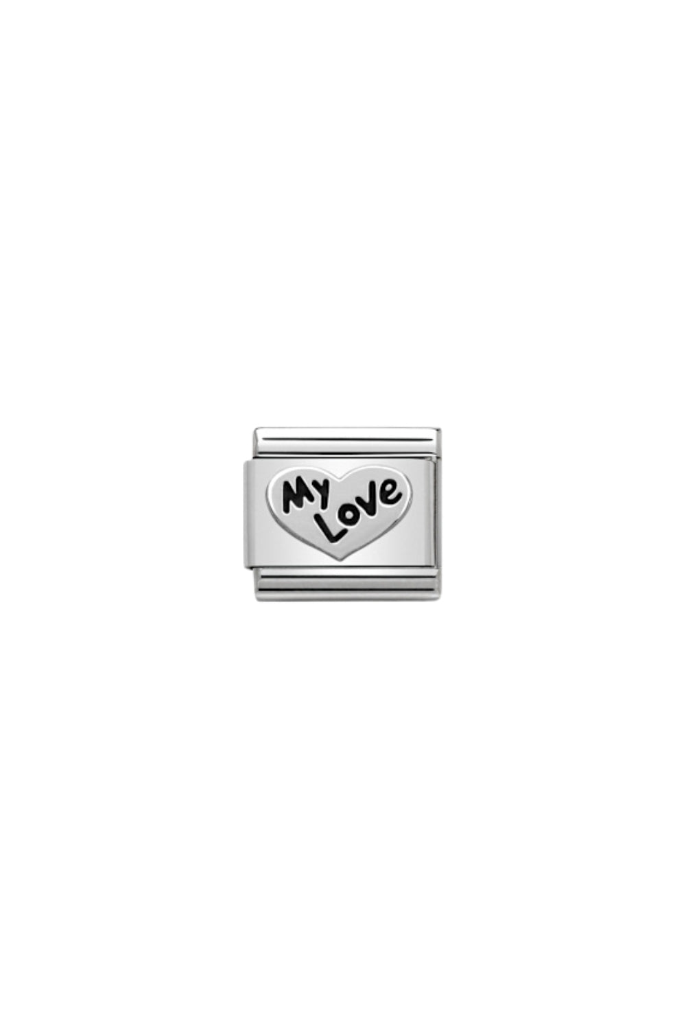 Classic Oxidized 925 Sterling Silver Heart My Love
