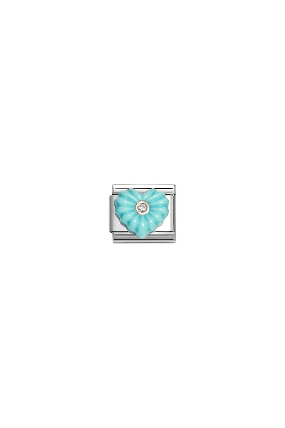 Classic Stone Stainless Steel, Cubis Zirconia 925 Sterling Silver Turquoise Resin Heart