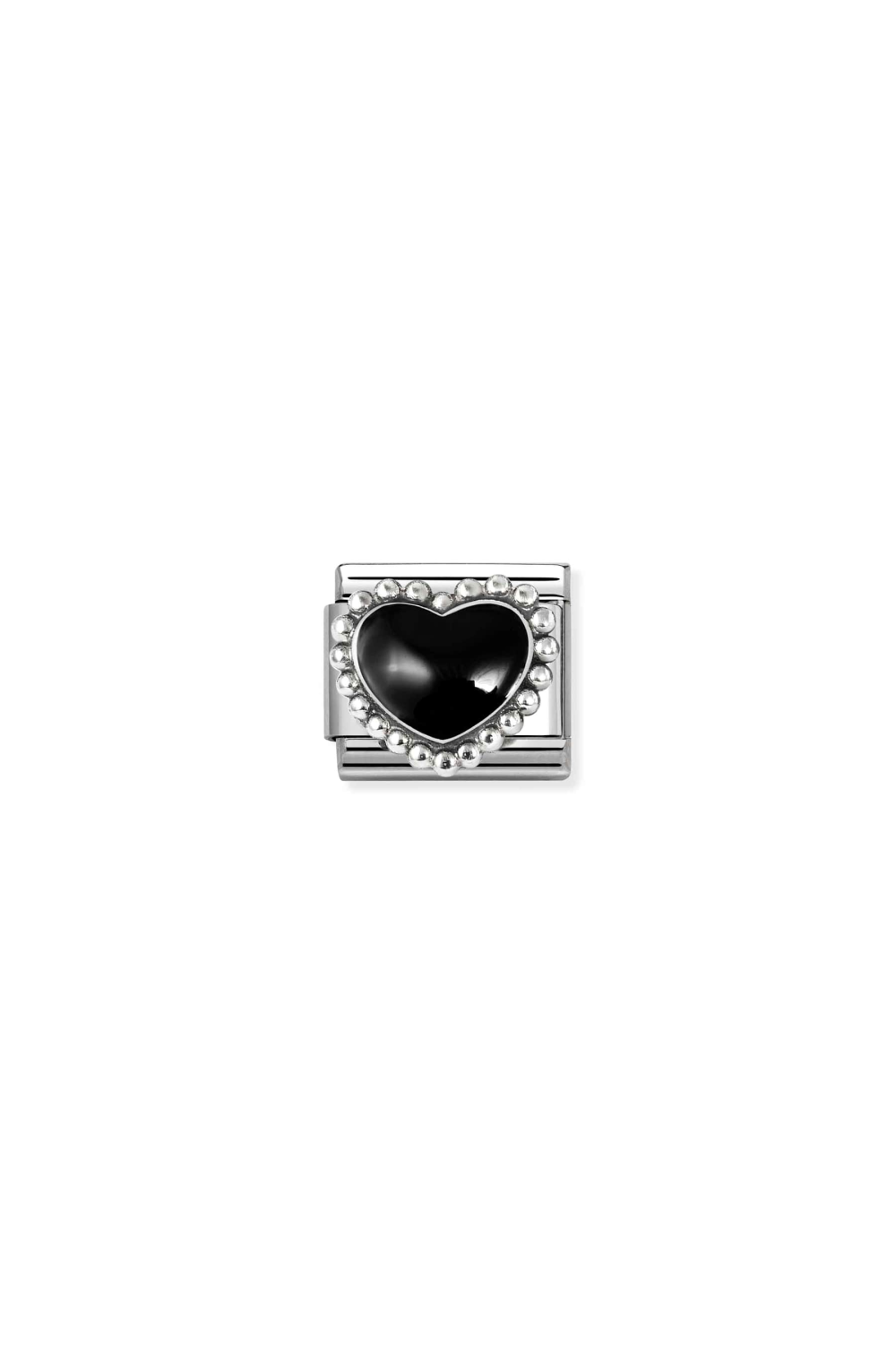 Classic Symbol 925 Sterling Silver Black Raised Heart