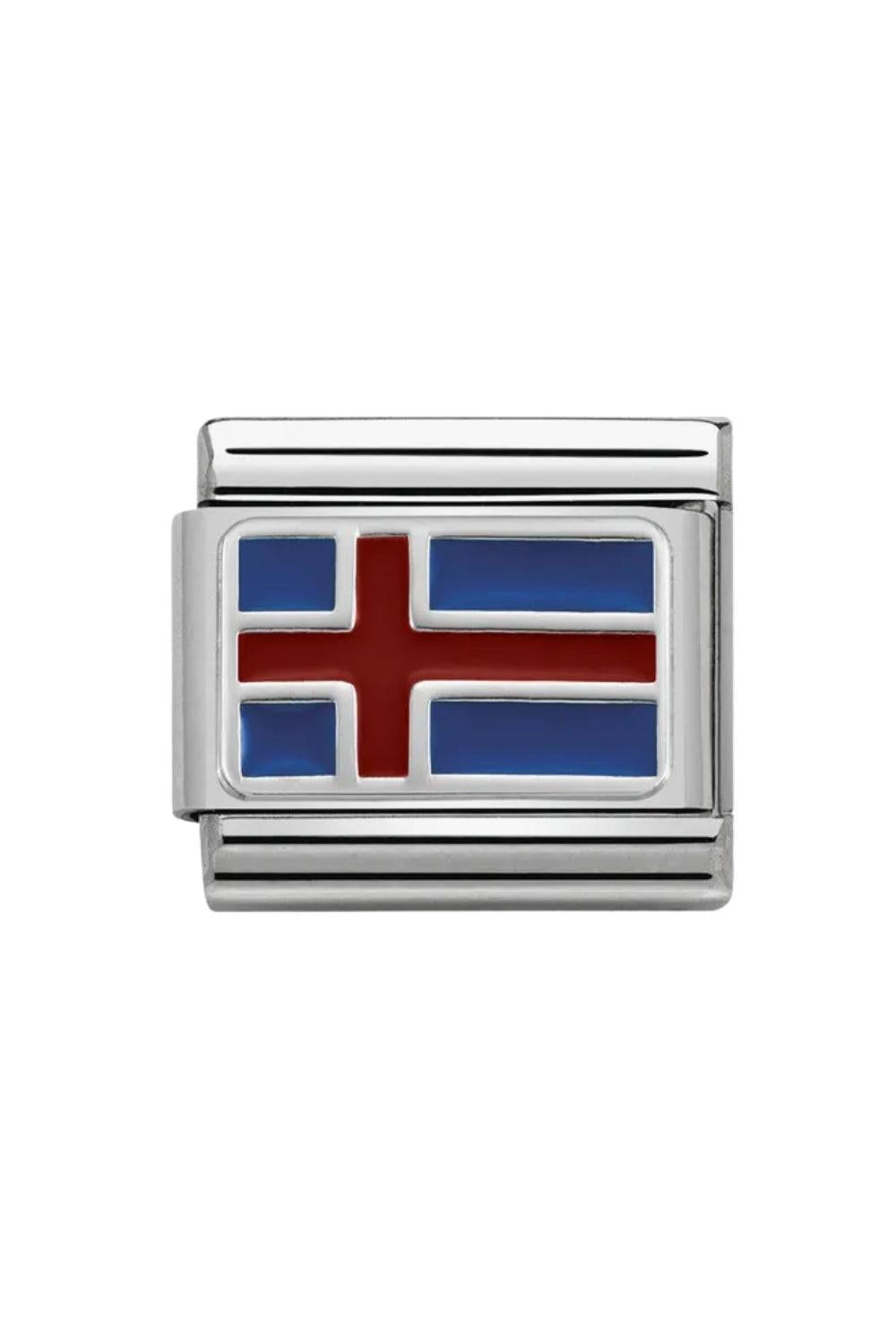 Classic Symbol 925 Sterling Silver & Enamel Iceland With Flag